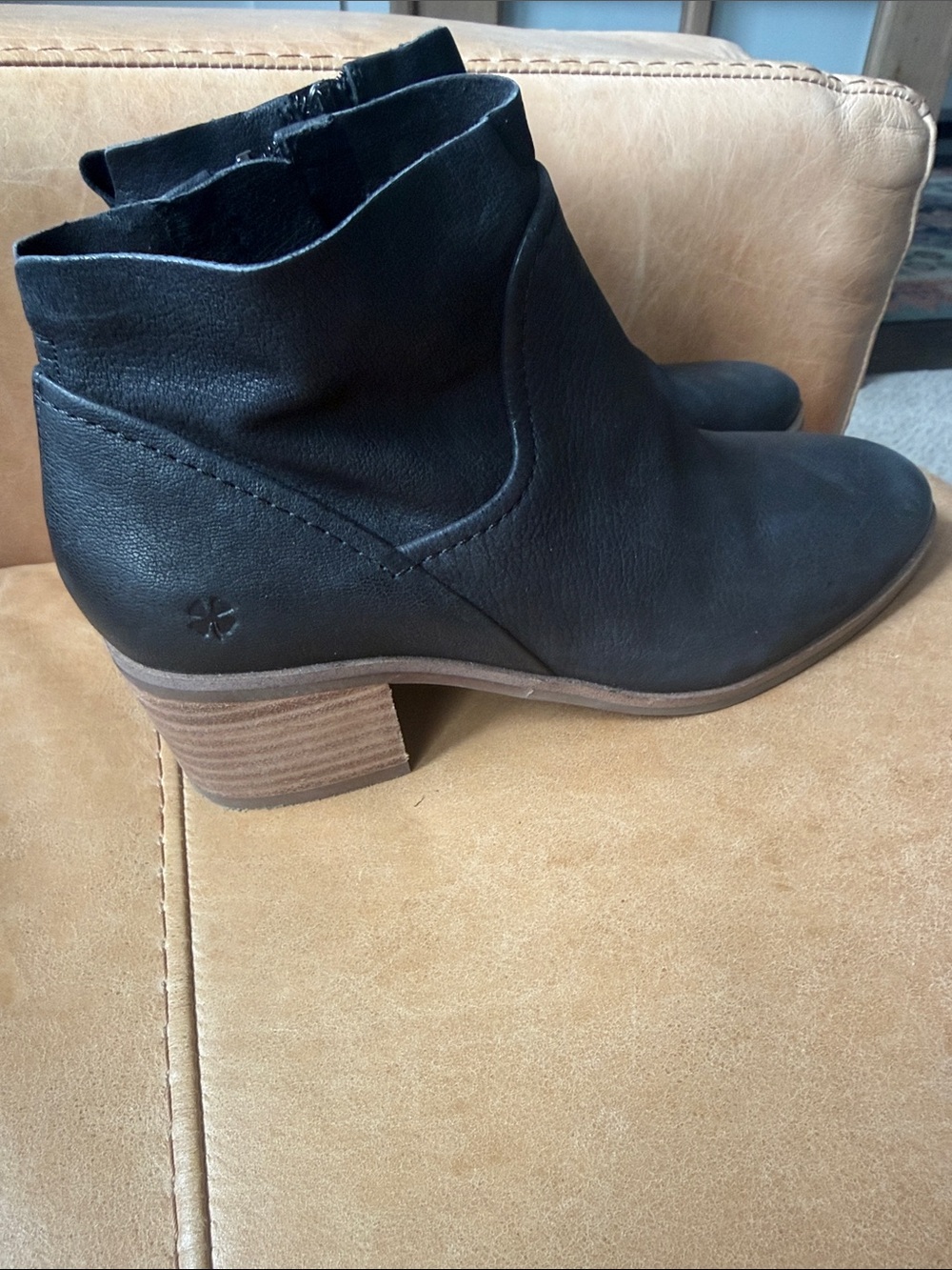 Lucky Brand Charcoal Ankle Booties with Stacked Heel